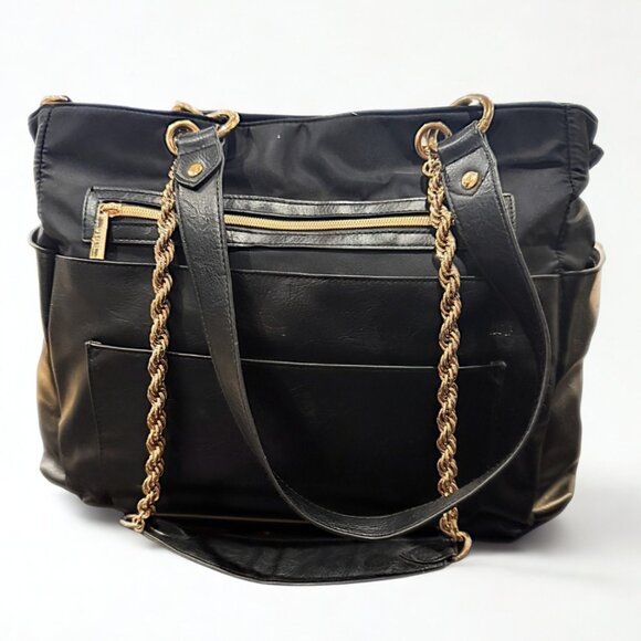 Beis Black Diaper Tote Bag Travel Carryall with Shoulder Strap & Chain Handles - Picture 2 of 5